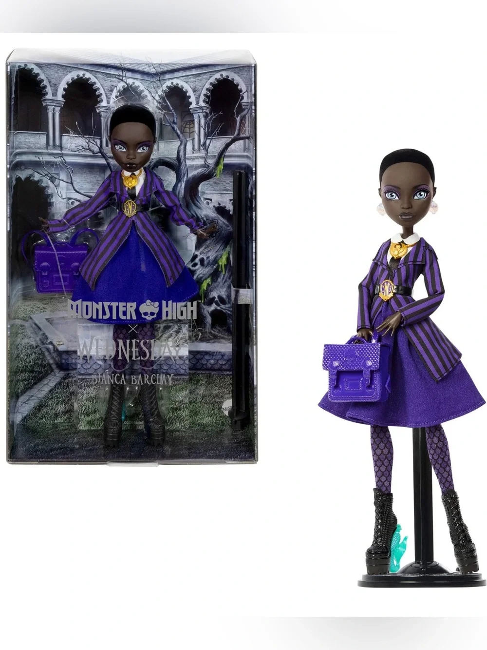 Monster High x Wednesday Collectible Doll, Bianca Barclay in Nevermore Academy U